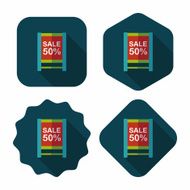 shopping sale sign flag flat icon with long shadow eps10 N41