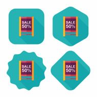 shopping sale sign flag flat icon with long shadow eps10 N43