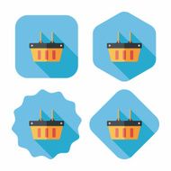 shopping basket flat icon with long shadow eps10 N35