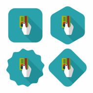 shopping credit card flat icon with long shadow eps10 N13