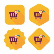 shopping cart flat icon with long shadow eps10 N72