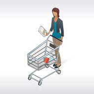 Woman With Shopping Cart Illustration
