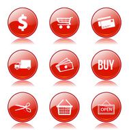 Shopping Sign Red Vector Button Icon Design Set N8