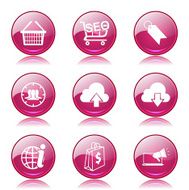 SEO Internet Sign Pink Vector Button Icon Design Set 7 N8
