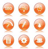 SEO Internet Sign Orange Vector Button Icon Design Set 8 N8