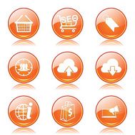 SEO Internet Sign Orange Vector Button Icon Design Set 7 N9