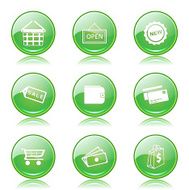 Shopping Sign Green Vector Button Icon Design Set 2 N9