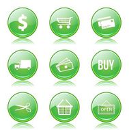 Shopping Sign Green Vector Button Icon Design Set N10