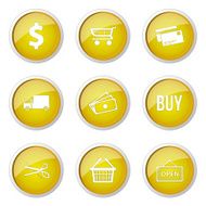Shopping Sign Yellow Vector Button Icon Design Set N9