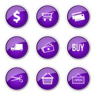 Shopping Sign Violet Vector Button Icon Design Set N11