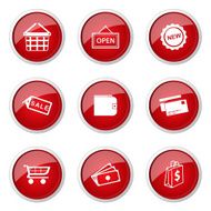 Shopping Sign Red Vector Button Icon Design Set 2 N8