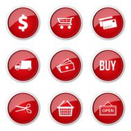 Shopping Sign Red Vector Button Icon Design Set N9