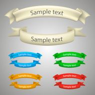 Set of five curled ribbons