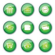 Shopping Sign Green Vector Button Icon Design Set 2 N10