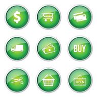 Shopping Sign Green Vector Button Icon Design Set N11