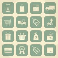 Retro shopping icons Vector illustration