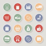 Round shopping icons Vector illustration