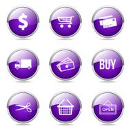 Shopping Sign Violet Vector Button Icon Design Set N12