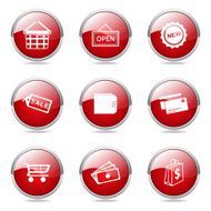 Shopping Sign Red Vector Button Icon Design Set 2 N9