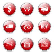 Shopping Sign Red Vector Button Icon Design Set N10