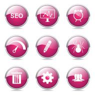 SEO Internet Sign Pink Vector Button Icon Design Set 8 N11