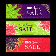 Spring sale banners with nature lace flowers