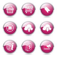 SEO Internet Sign Pink Vector Button Icon Design Set 7 N10