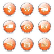Shopping Sign Orange Vector Button Icon Design Set N11