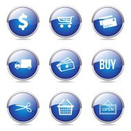 Shopping Sign Blue Vector Button Icon Design Set N10