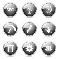 SEO Internet Sign Black Vector Button Icon Design Set 8 N11