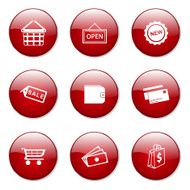 Shopping Sign Red Vector Button Icon Design Set 2 N10
