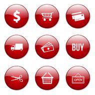 Shopping Sign Red Vector Button Icon Design Set N11