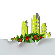Ripped paper background with holly City street