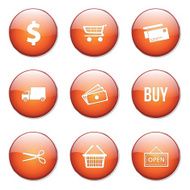 Shopping Sign Orange Vector Button Icon Design Set N12