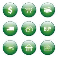 Shopping Sign Green Vector Button Icon Design Set N13