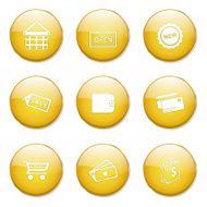 Shopping Sign Yellow Vector Button Icon Design Set 2 N10