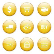 Shopping Sign Yellow Vector Button Icon Design Set N11