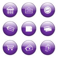 Shopping Sign Violet Vector Button Icon Design Set 2 N9