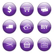 Shopping Sign Violet Vector Button Icon Design Set N13