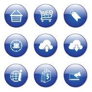 SEO Internet Sign Blue Vector Button Icon Design Set 7 N12