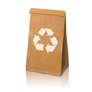 Blank craft vector realistic paper packaging bag with recycle sign N3