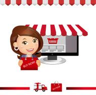 Businesswomen buy item from online shop and fast delivery