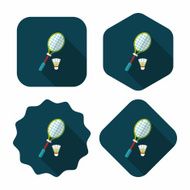 badminton racket and ball flat icon with long shadow eps10 N7