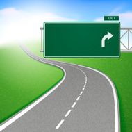 winding road with sign