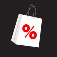 Sale Label on Shopping Bag Vector Illustration