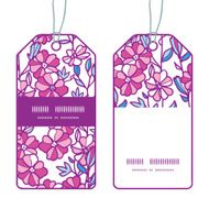 Vector vibrant field flowers vertical stripe frame pattern tags set