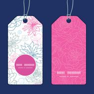 Vector gray and pink lineart florals vertical round frame pattern