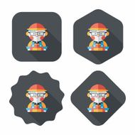 Coffee shop clerk flat icon with long shadow eps10 N17
