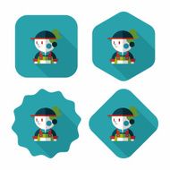 Coffee shop clerk flat icon with long shadow eps10 N19