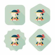Coffee shop clerk flat icon with long shadow eps10 N21